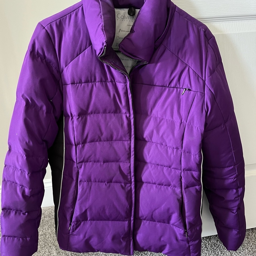 Calvin Klein purple puffer coat (duck down)